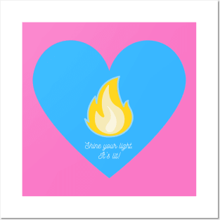 Fire Heart - Blue and Yellow Posters and Art